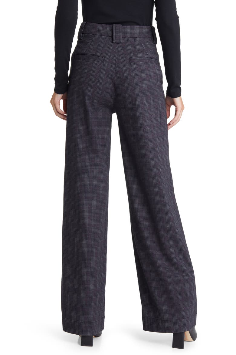 Deven Plaid High Waist Wide Leg Pants, Alternate, color, SMALL RUE MAROON