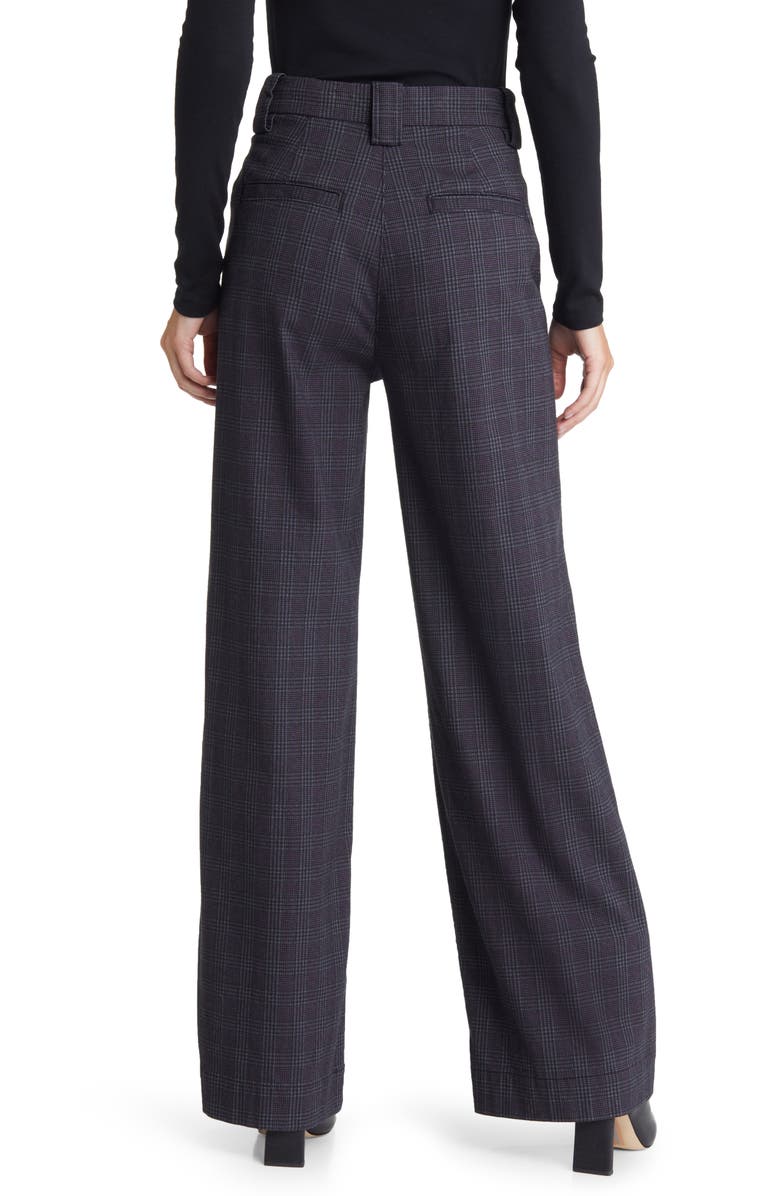 AG Deven Plaid High Waist Wide Leg Pants, Alternate, color, Small Rue Maroon