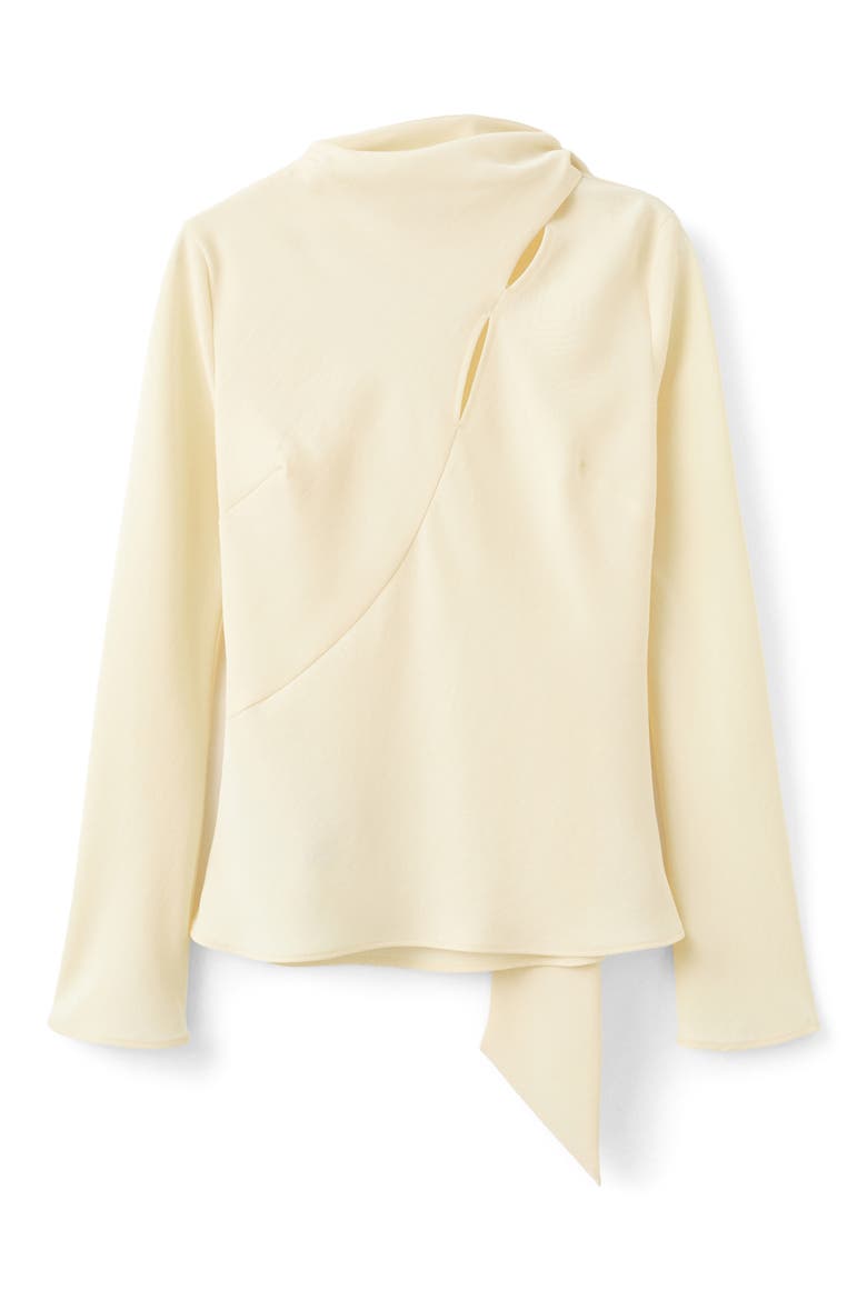 Cutout Seams Scarf Neck Top, Main, color, ECRU