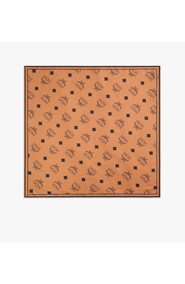 MCM Monogram Print Bandana Scarf, Main, color, Cognac