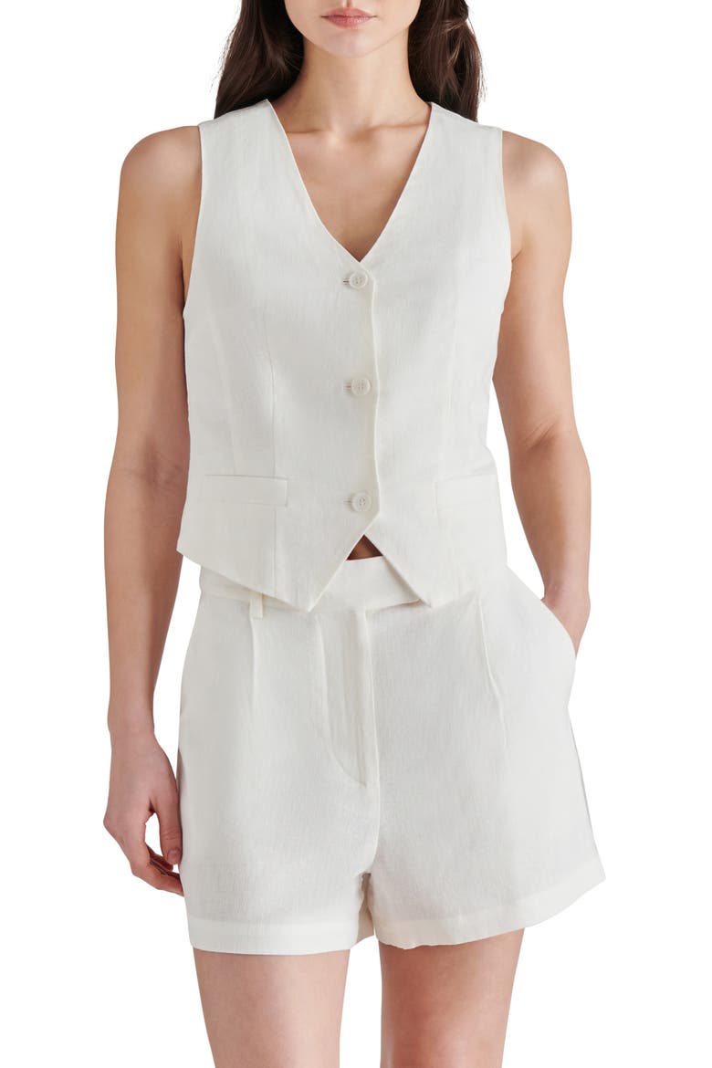 Selene Linen Blend Vest, Main, color, IVORY