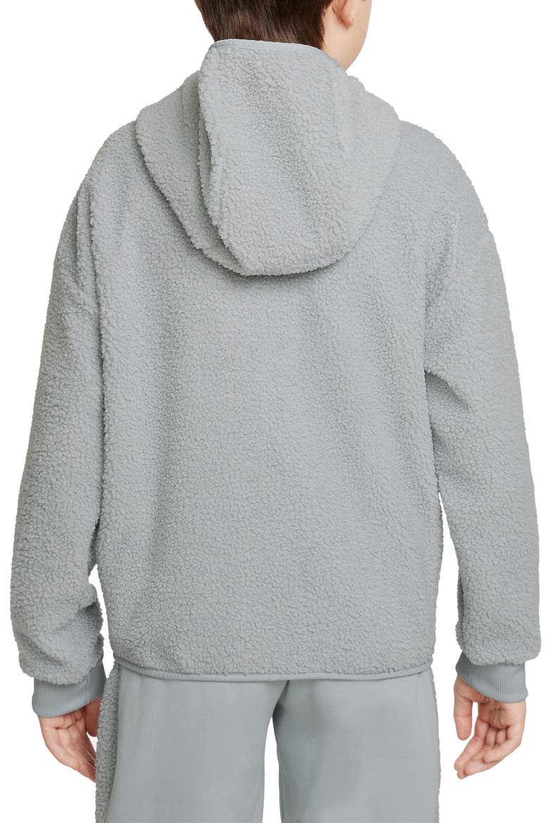 Kids' Zip-Up Brushed Fleece Hoodie, Alternate, color, SMOKE GREY/ WHITE