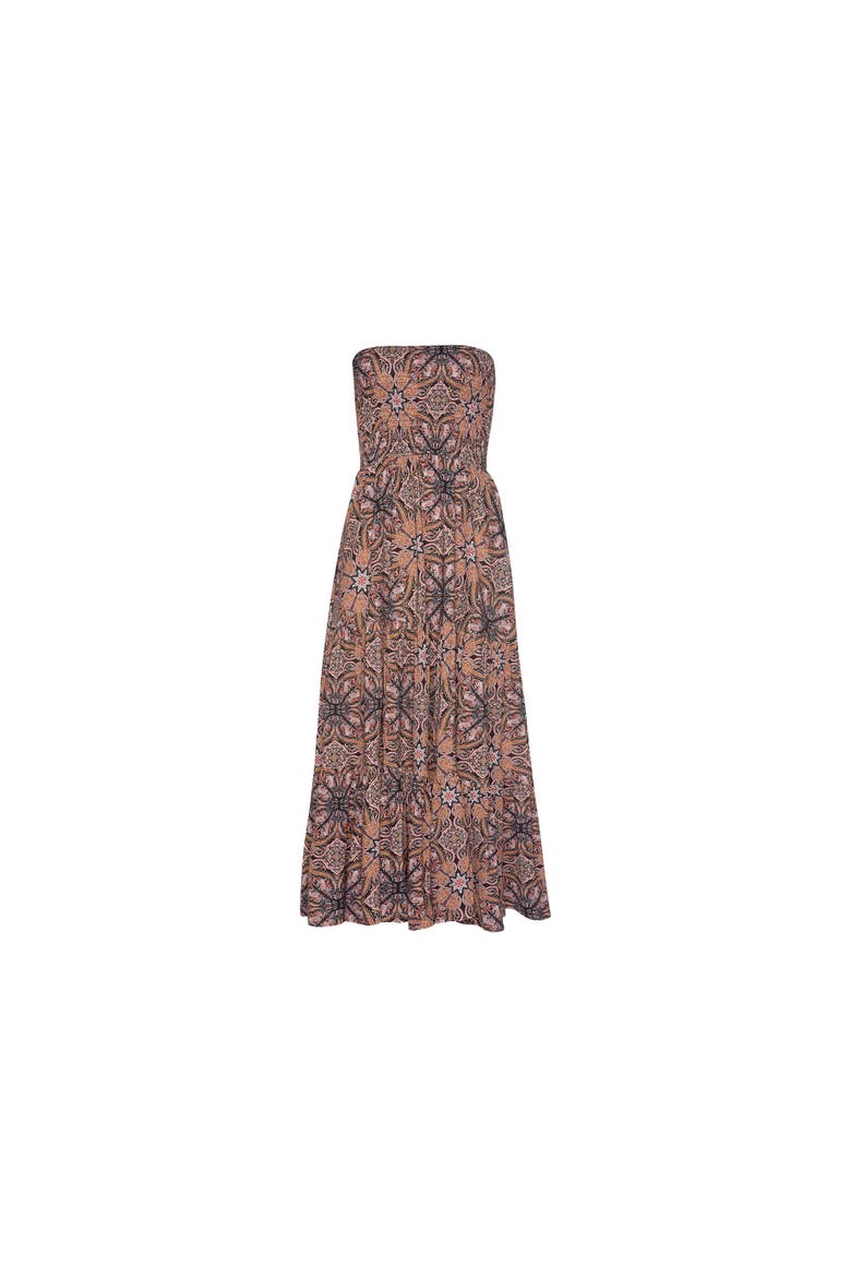 Women's Smocked Convertible Maxi Dress, Alternate, color, Brown Multi