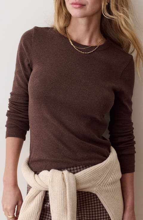 Mini Rib Long Sleeve Crewneck T-Shirt