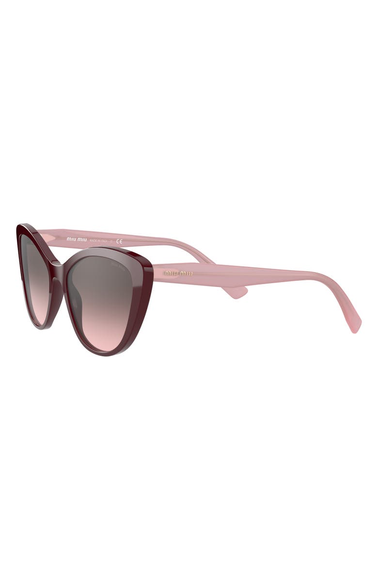Miu Miu 55mm Gradient Cat Eye Sunglasses, Alternate, color, Bordeaux / Pink Gradient Grey