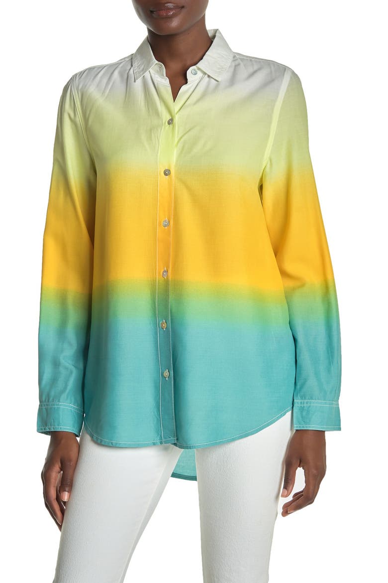 Chalanna Dip Dye Long Sleeve Shirt, Main, color, GOLDEN OMBRE