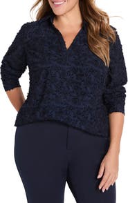 NIC+ZOE Any Occasion Clipped Jacquard Top