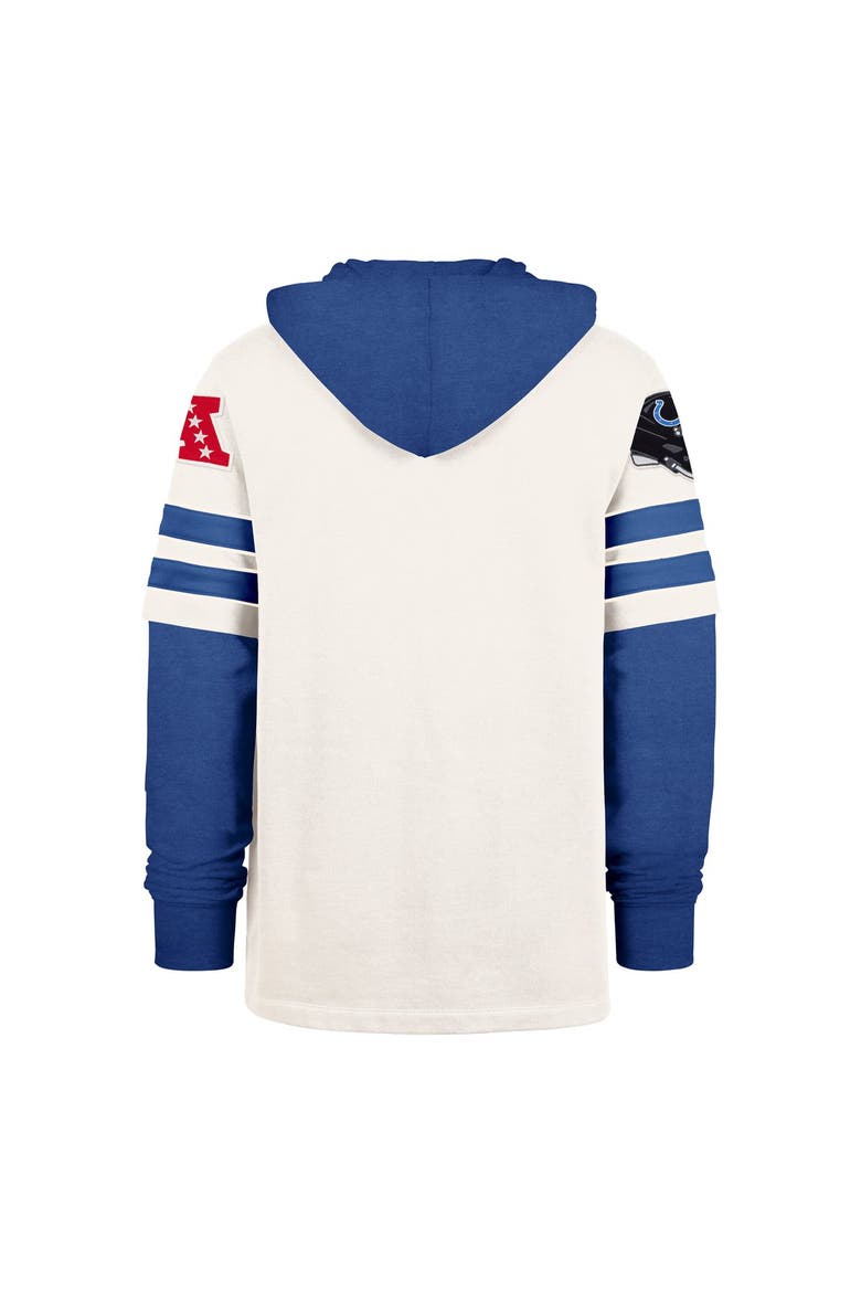 Men's '47  Cream Indianapolis Colts Split Zone Cornerback Duo Lacer Hoodie, Alternate, color, Cream
