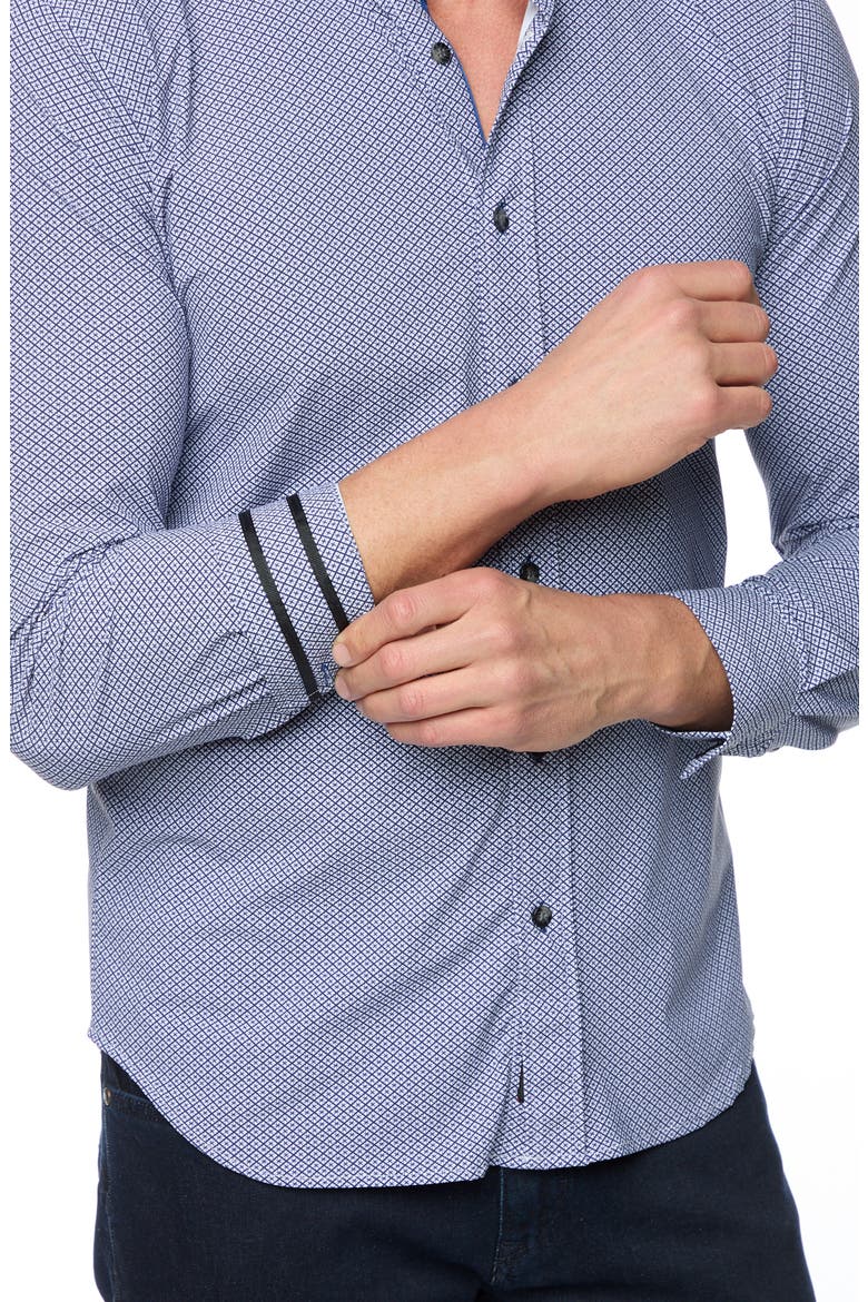 Perrin Tailored Fit Geo Print Button-Up Shirt, Alternate, color, NAVY