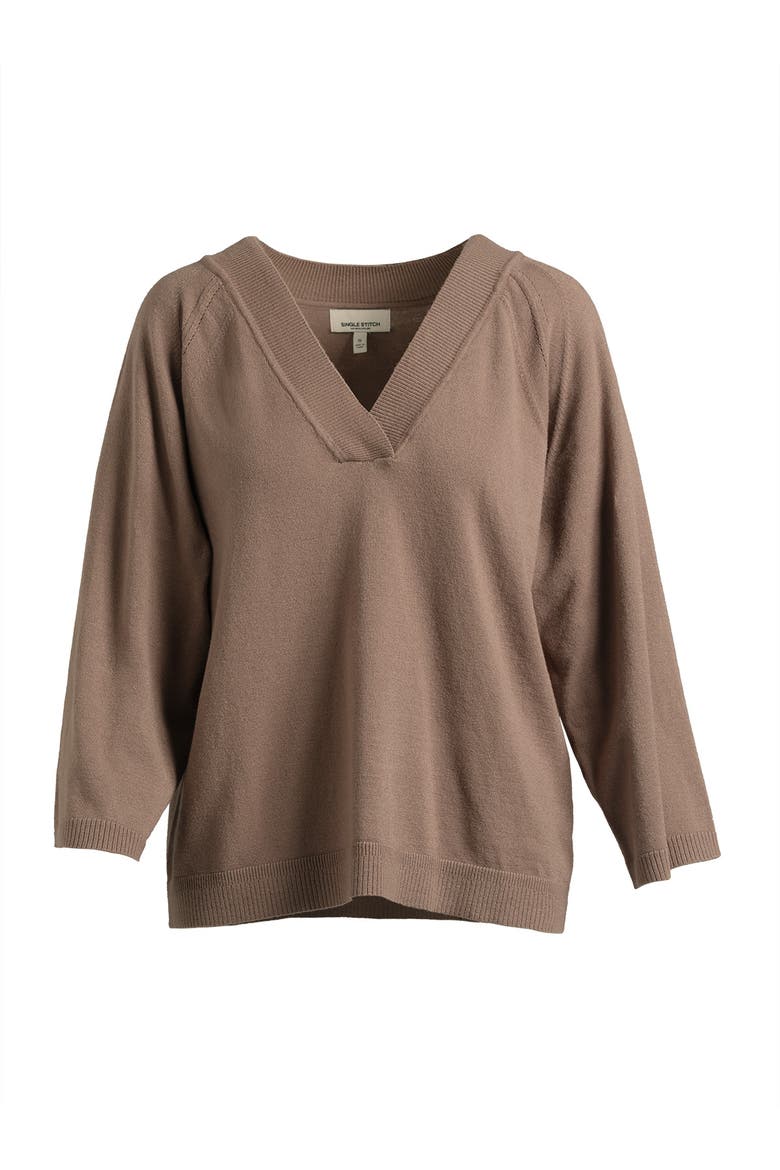 Drop Shoulder V-Neck Sweater, Alternate, color, Deep Taupe