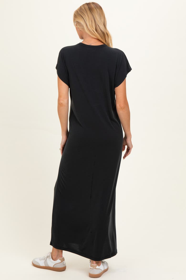 Black Boxy Side Slit Maxi Dress, Alternate, color, Black