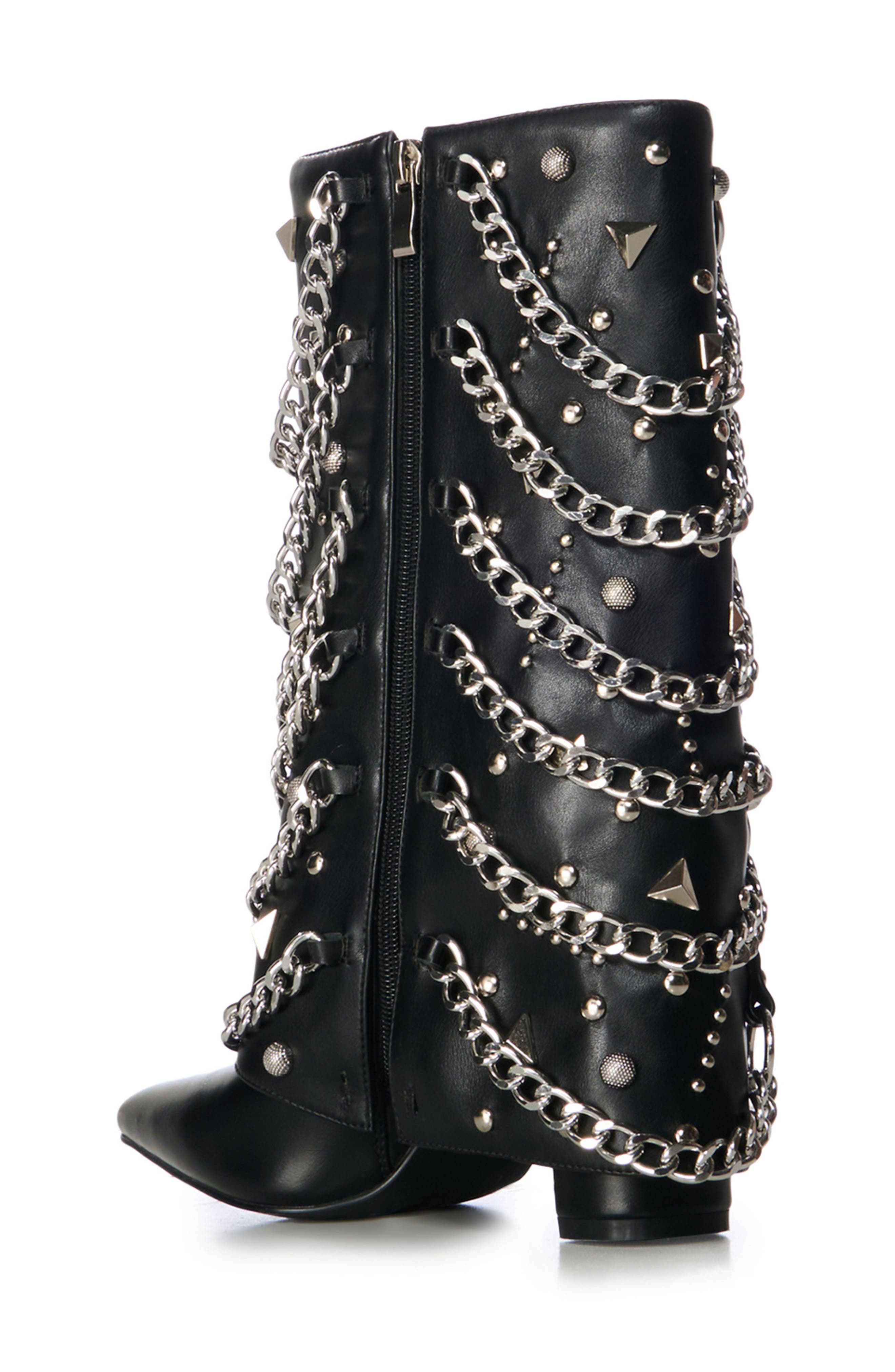 AZALEA WANG Aleena Chain Link Tall Boot, Alternate, color, 