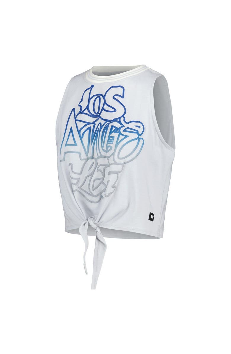 THE WILD COLLECTIVE Women's The Wild Collective Gray Los Angeles Dodgers Twisted Tie Front Tank Top, Alternate, color, Gray