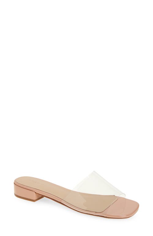 Chocolat Blu Block Heel Sandal In Nude Patent