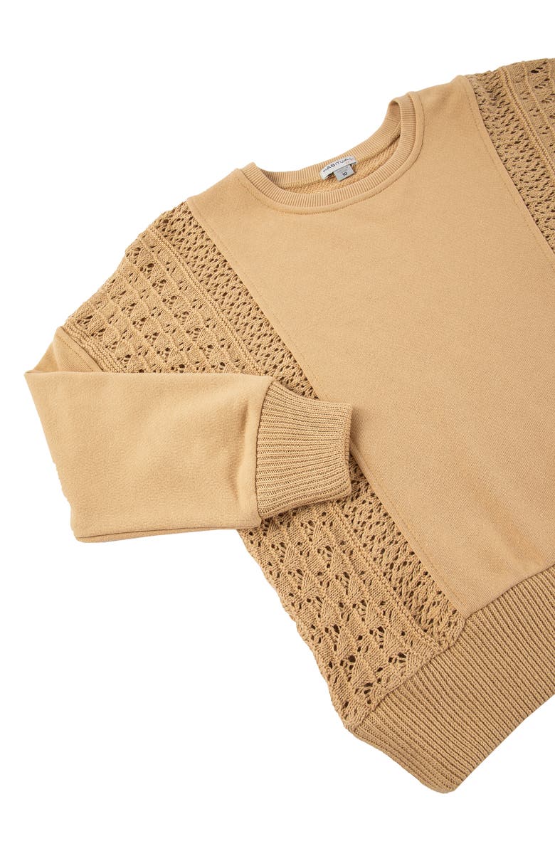 Habitual Kids Kids' Crochet Inset French Terry Sweatshirt & Sweatpants Set, Alternate, color, 