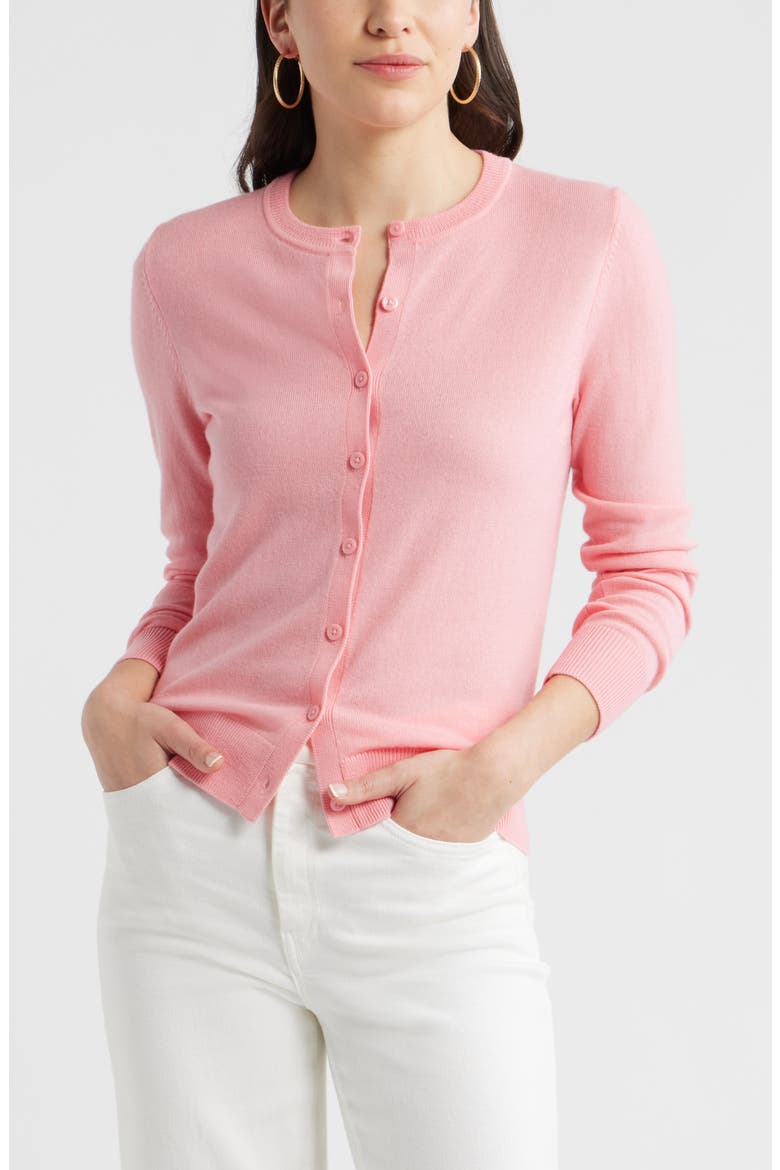 Merino Wool Blend Cardigan, Main, color, PINK DIANTHUS