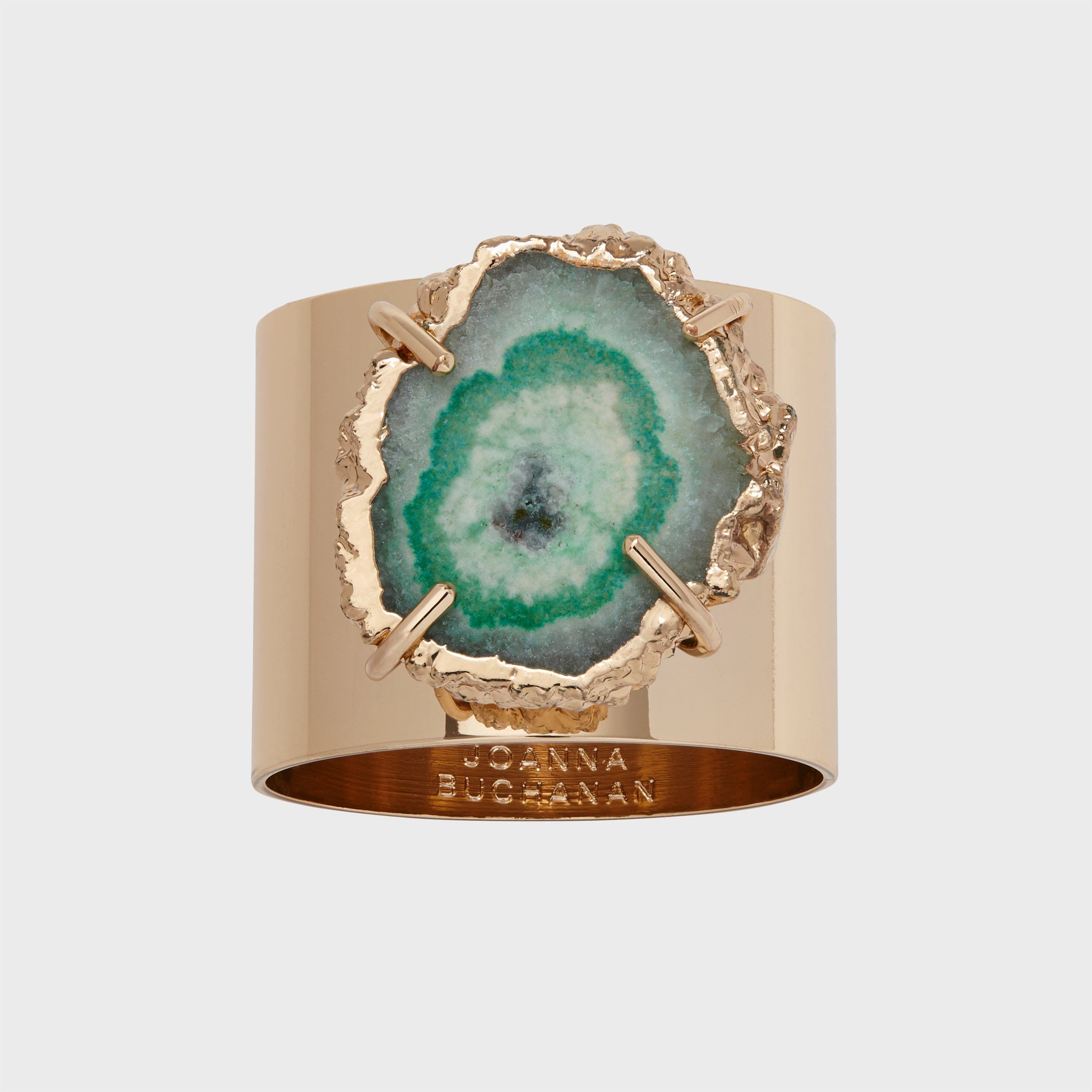 Joanna Buchanan Crystal quartz napkin rings, set of two - Green