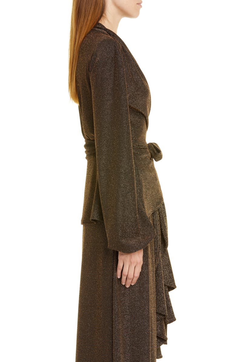 PatBO Metallic Mesh Long Sleeve Wrap Top, Alternate, color, 