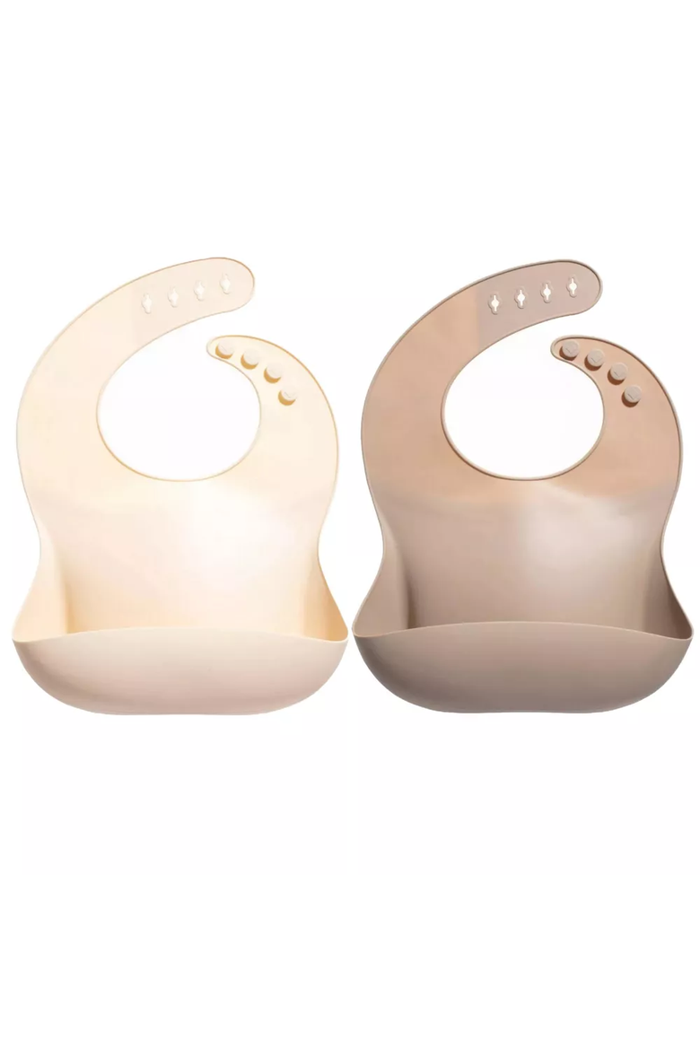 Glass Baby Food Storage Jars, Silicone Baby Spoons and Bibs Set, Alternate, color, Tan