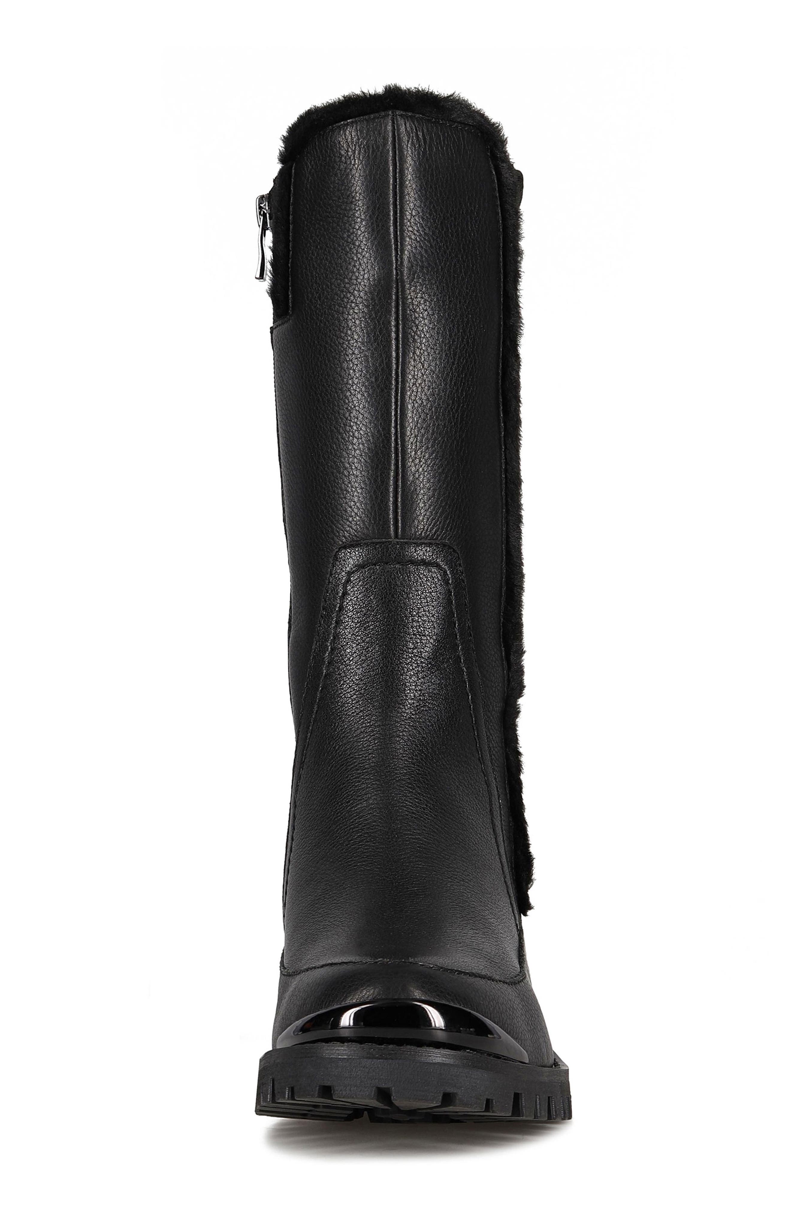 Santana Canada Leather Faux Fur Boot, Alternate, color, Black