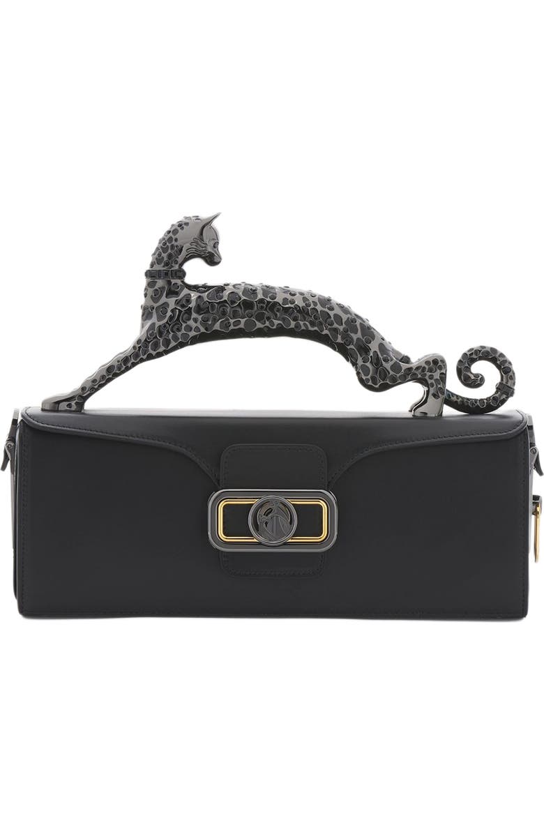 Lanvin Medium Pencil Cat Leather Bag, Main, color, Black