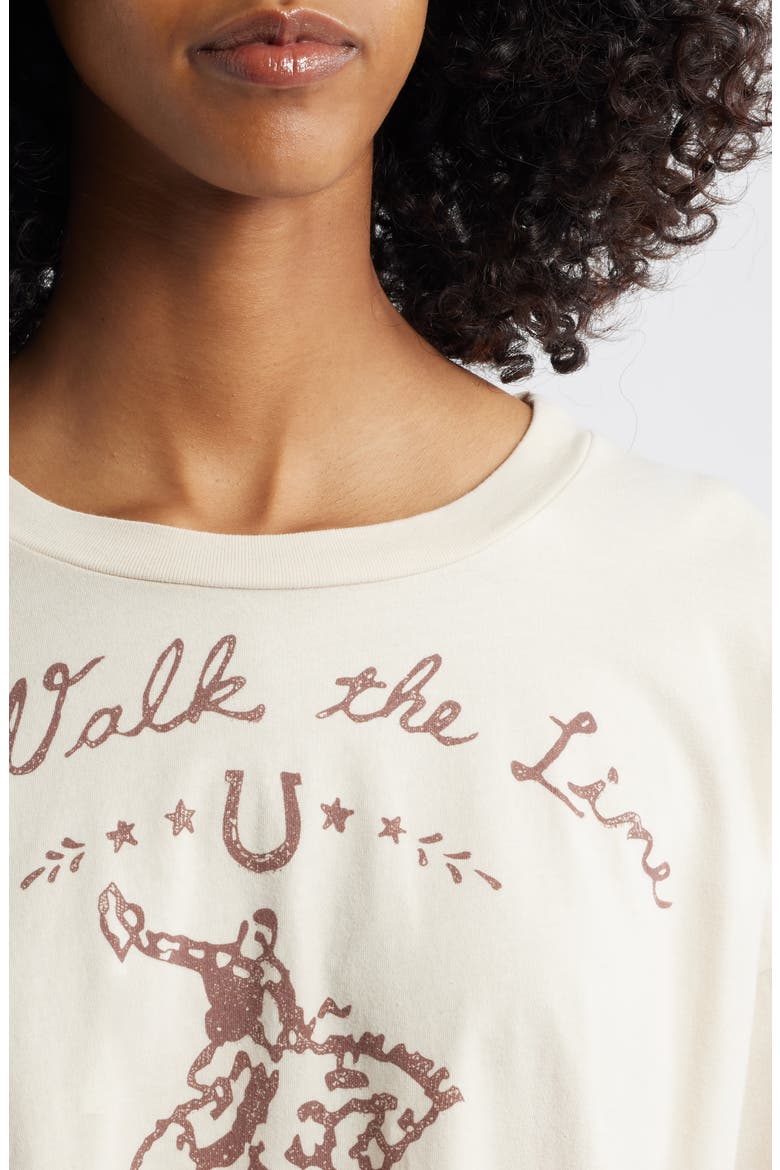 Johnny Cash Walk the Line Cotton Graphic T-Shir, Alternate, color, DIRTY WHITE