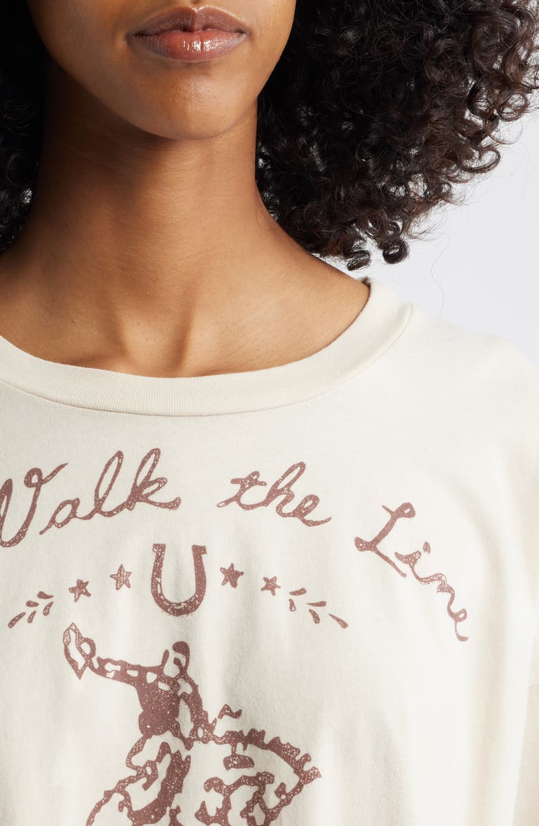 Daydreamer Johnny Cash Walk the Line Cotton Graphic T-Shir, Alternate, color, Dirty White