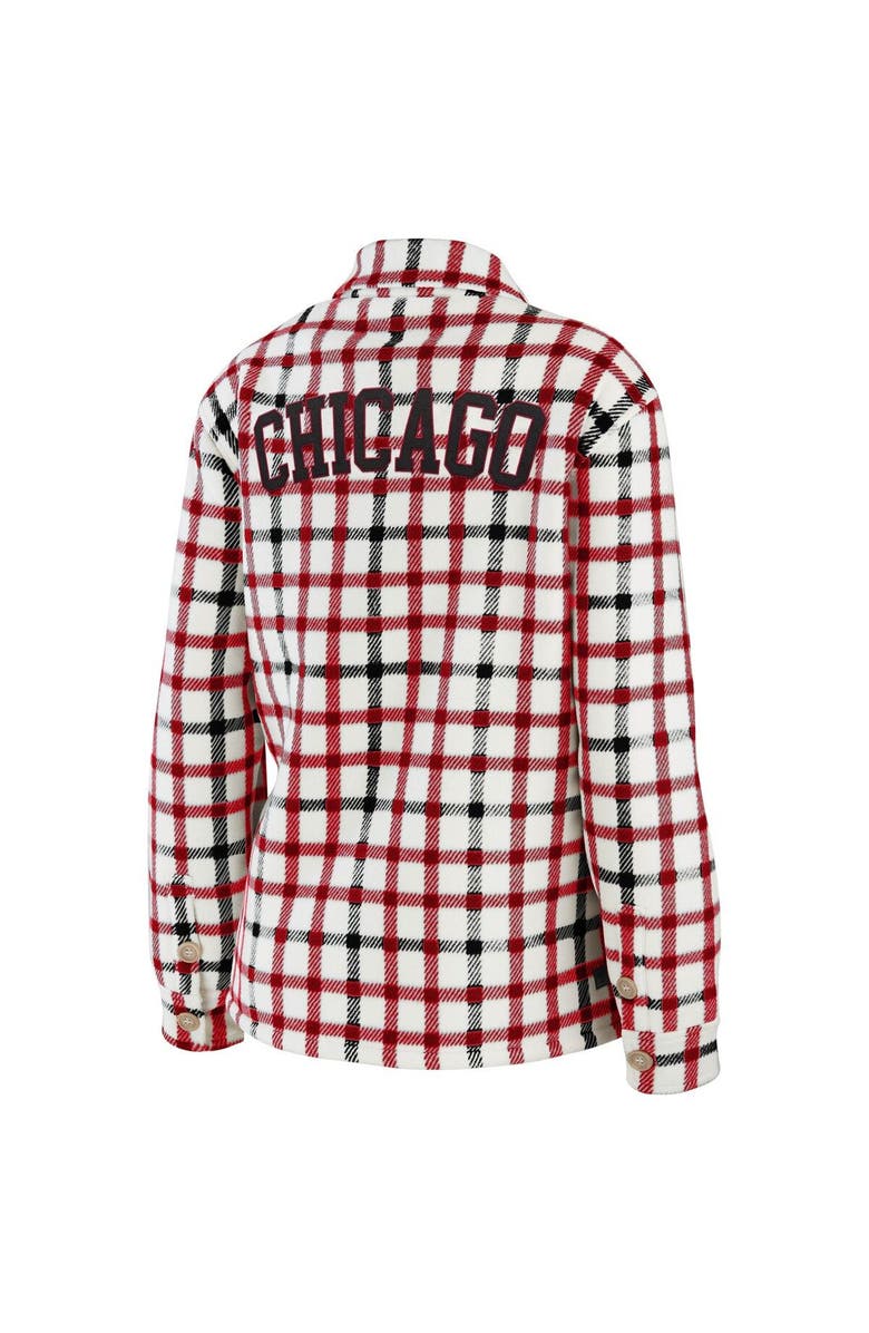 WEAR by Erin Andrews Women's WEAR by Erin Andrews Oatmeal Chicago Bulls Plaid Button-Up Shirt Jacket, Alternate, color, Oatmeal