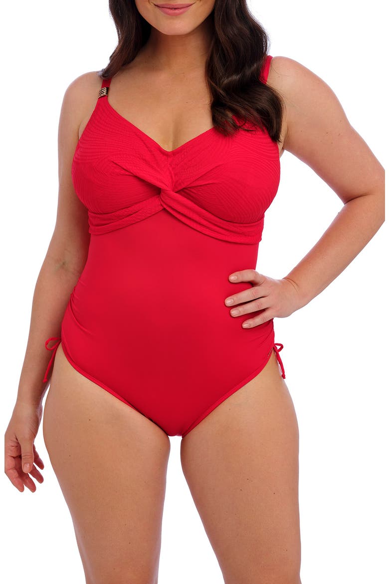 Ottawa Underwire Twist Front One-Piece Swimsuit, Main, color, RADIANT RED