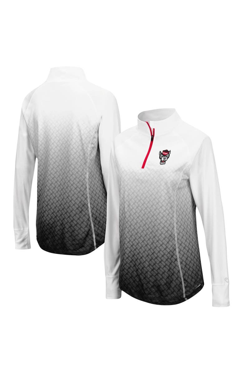 COLOSSEUM Women's Colosseum White/Black NC State Wolfpack Magic Ombre Lightweight Fitted Quarter-Zip Long Sleeve Top, Alternate, color, 