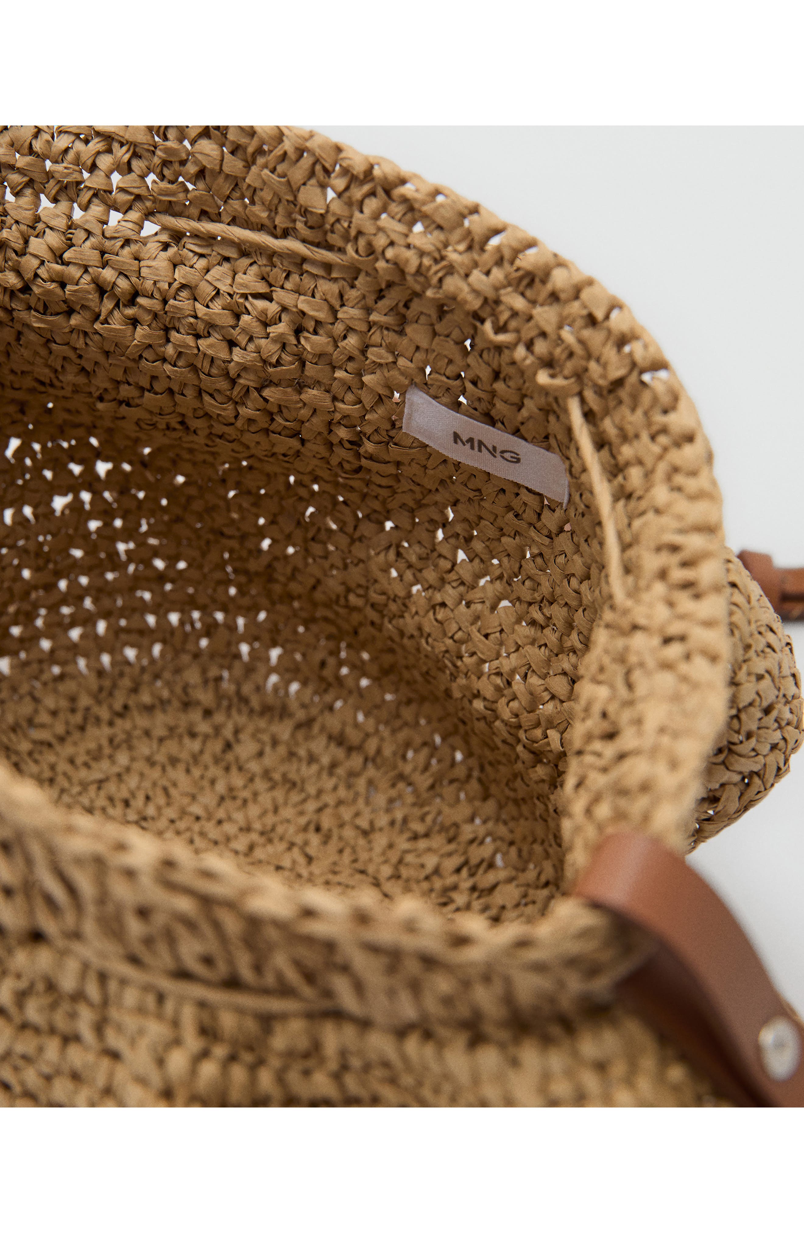 Straw Bucket Bag, Alternate, color, BROWN