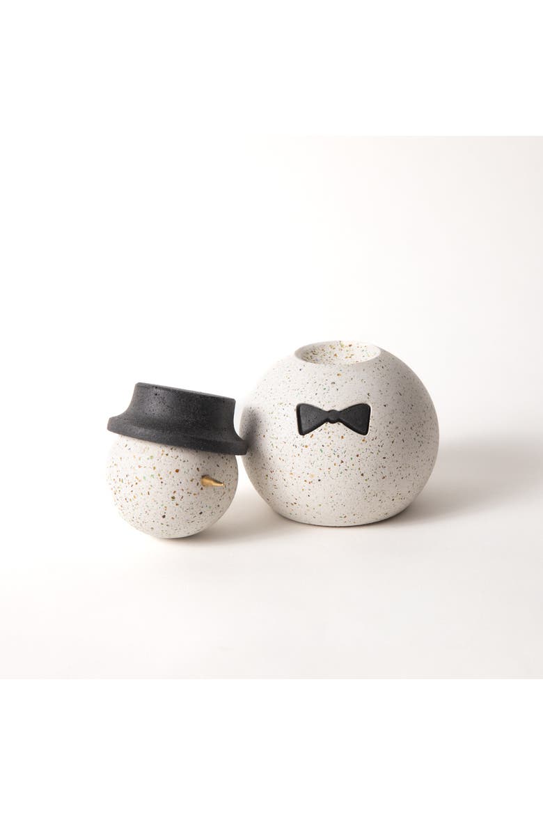 Snowman, Alternate, color, White Terrazzo / Bow Tie