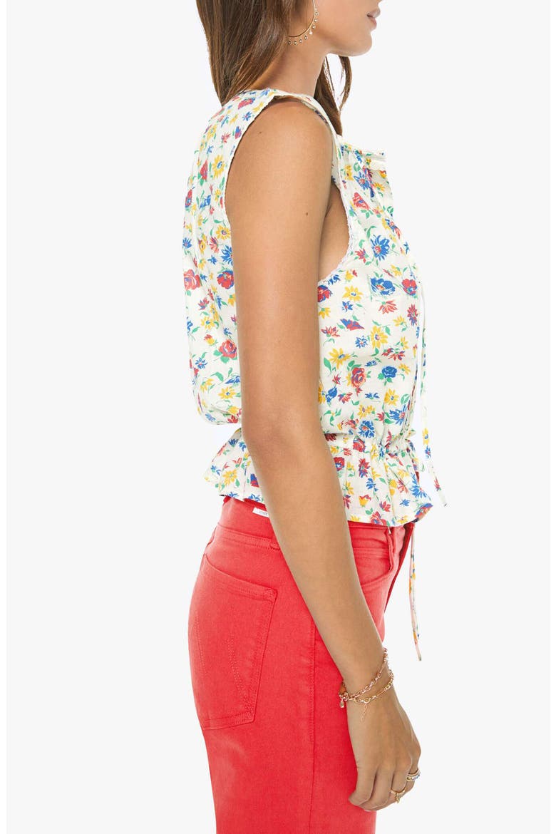 The Love Letter Floral Sleeveless Cotton Drawstring Waist Shirt, Alternate, color, ROSE BOWL