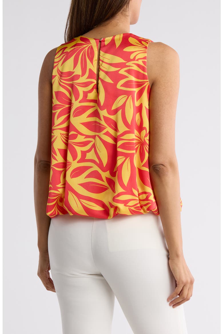 Print Bubble Hem Satin Top, Alternate, color, ORANGE/ YELLOW
