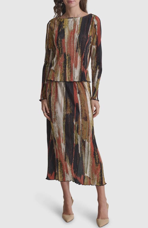 Dkny Print Plissé Top In Multi