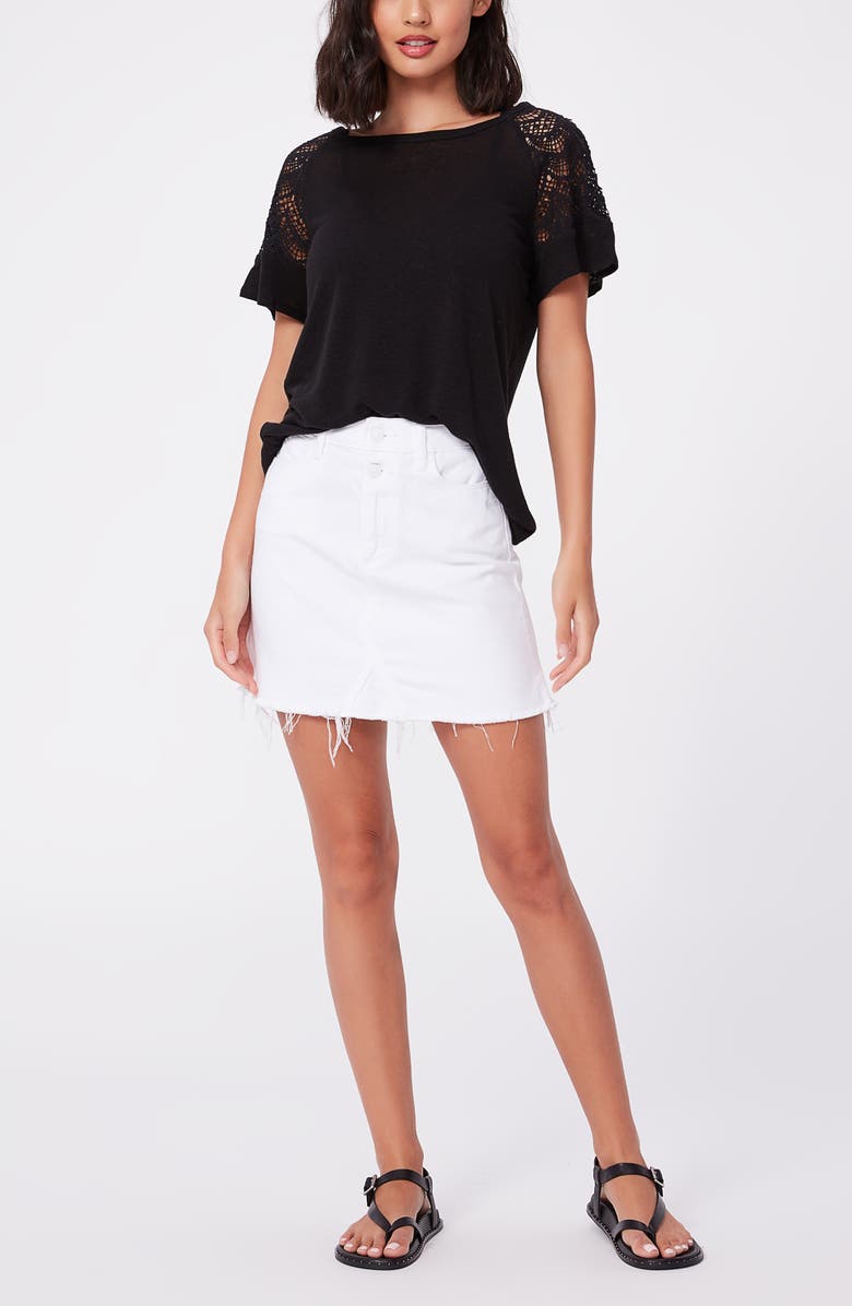 PAIGE Finley Crochet Lace Sleeve Top, Alternate, color, 