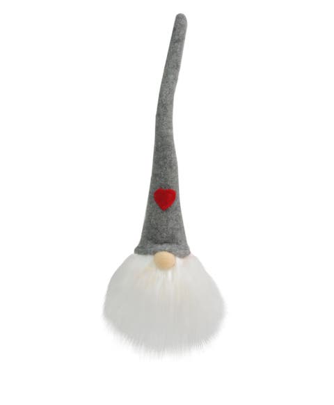 Lighted Gnome with Heart Hat Christmas Figure - 13" - Gray