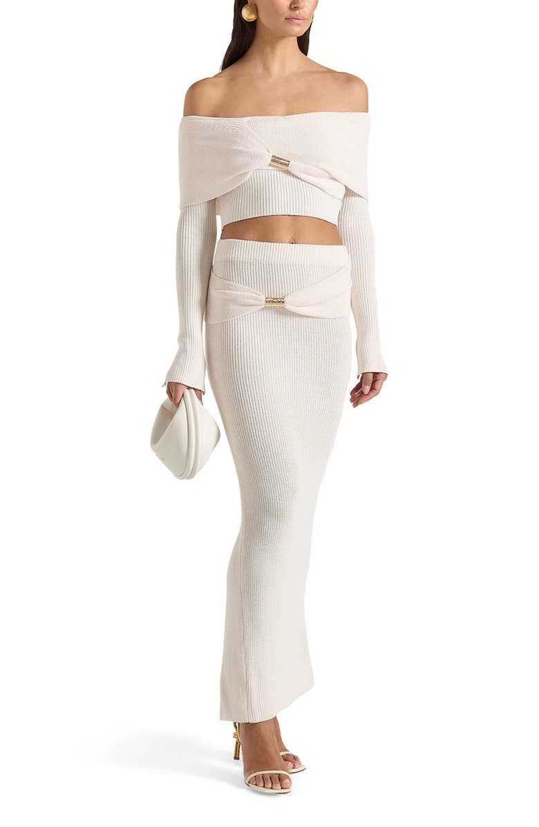 Manière De Voir Amy Asymmetric Midaxi Skirt With Hardware Detail, Alternate, color, Cream