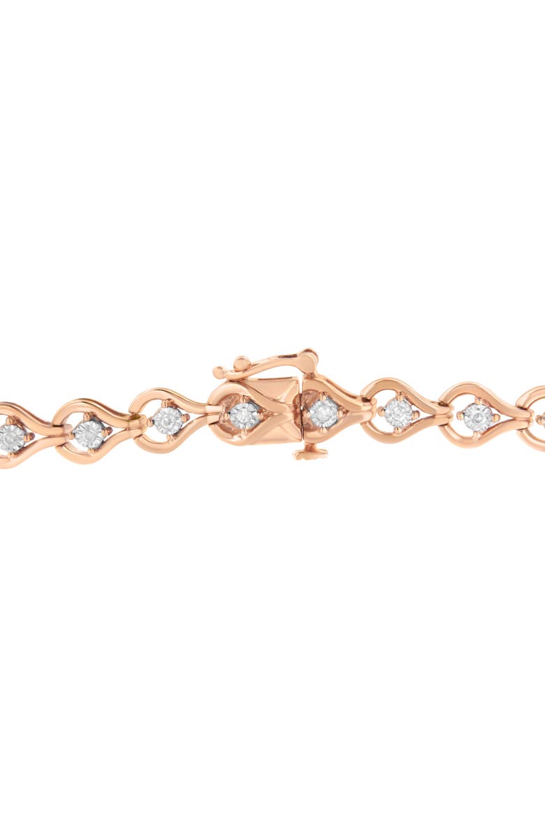 Silver 1/4 Cttw Diamond Miracle-Set Teardrop Shaped Link Bracelet, Alternate, color, Rose