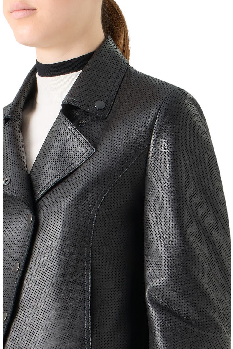 Crop Perforated Leather Jacket, Alternate, color, BLACK