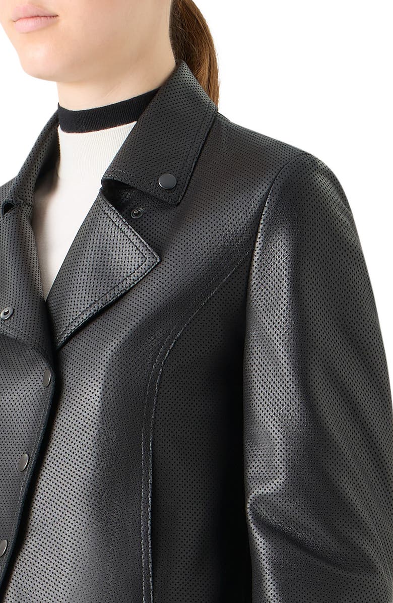 Akris punto Crop Perforated Leather Jacket, Alternate, color, Black