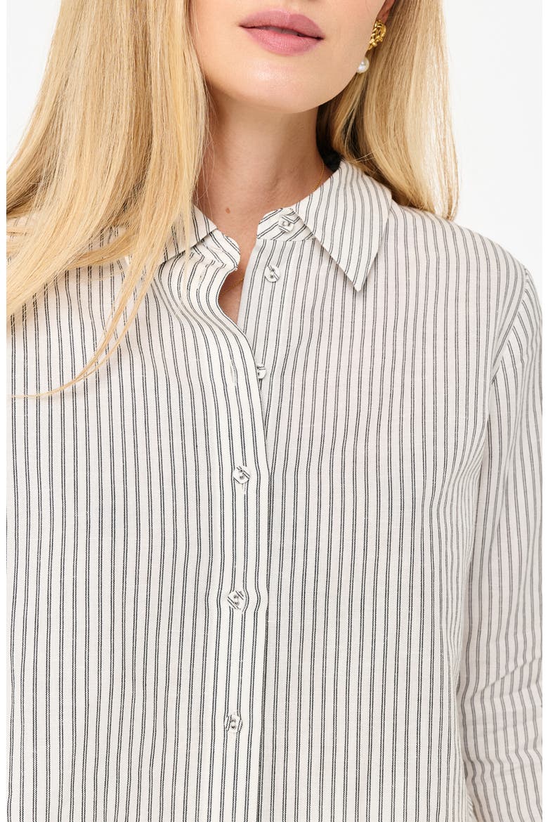 Monty Stripe Cotton & Linen Button-Up Shirt, Alternate, color, DOUBLE STRIPE