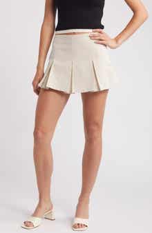All in Favor Pleated Cotton Blend Miniskort