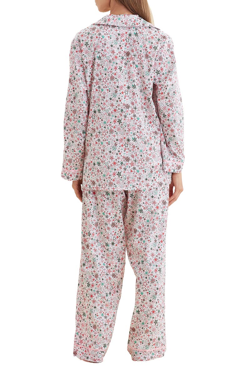 Papinelle Christmas Stars Cotton Sateen Pajamas, Alternate, color, Berry Pink