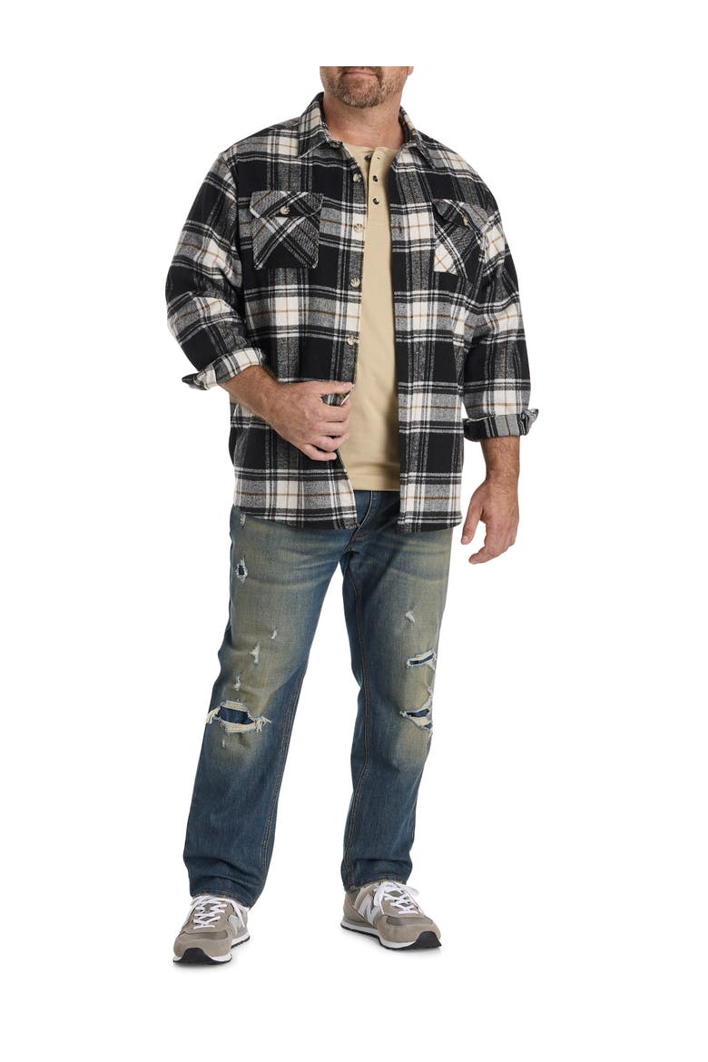 Big & Tall Flannel Shirt Jacket, Alternate, color, BLACK