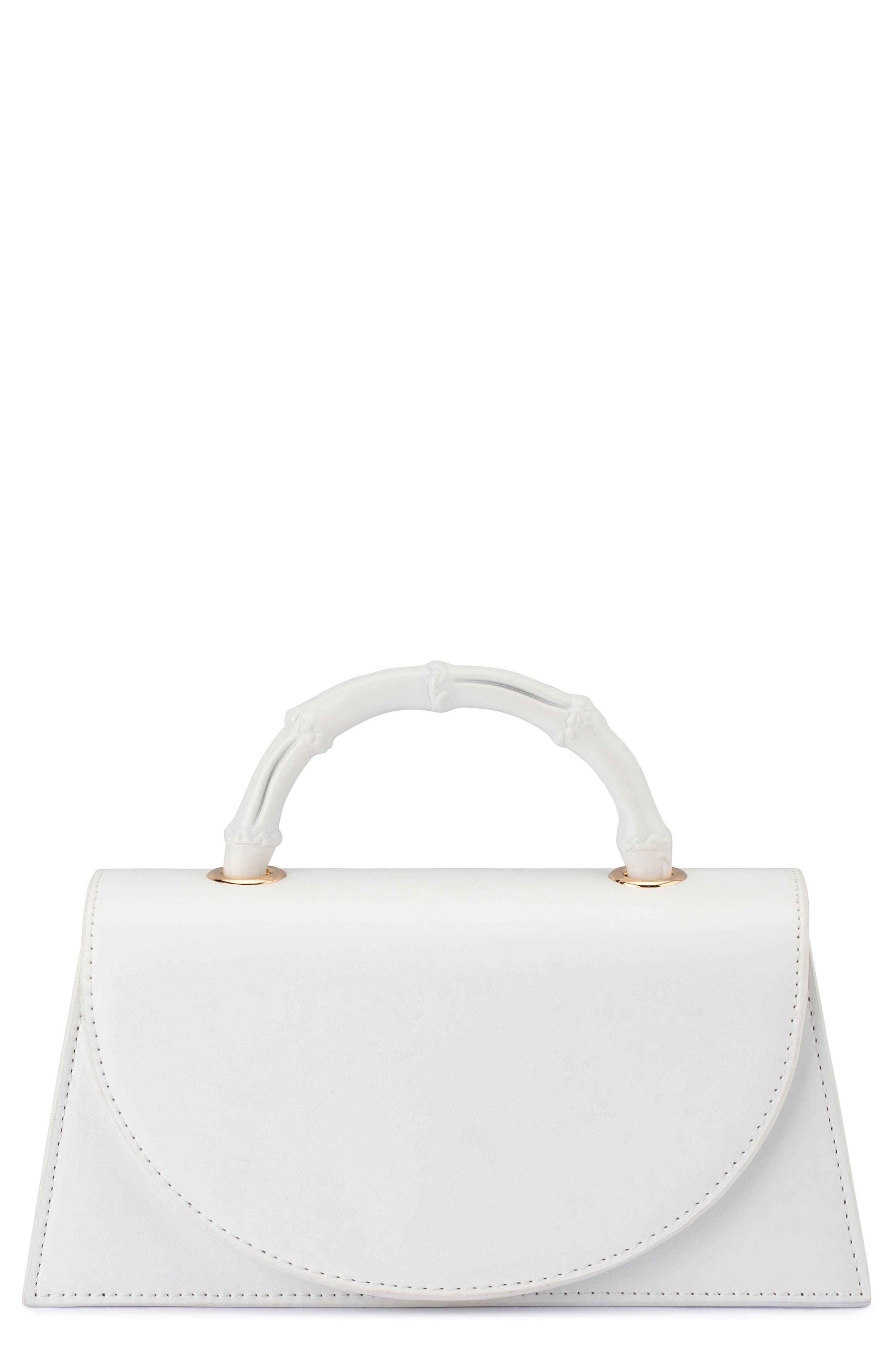Olga Berg Phoebe Faux Leather Top Handle Bag, Main, color, White