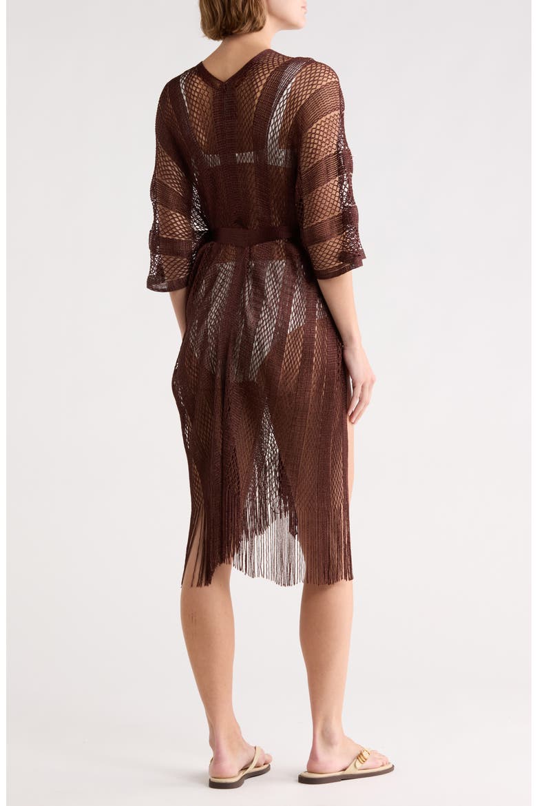 Mesh Net Ruana, Alternate, color, CHOCOLATE