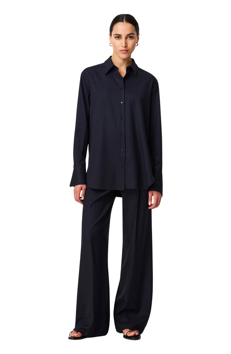 Another Tomorrow Relaxed Shirt, Main, color, Navy/Chalk