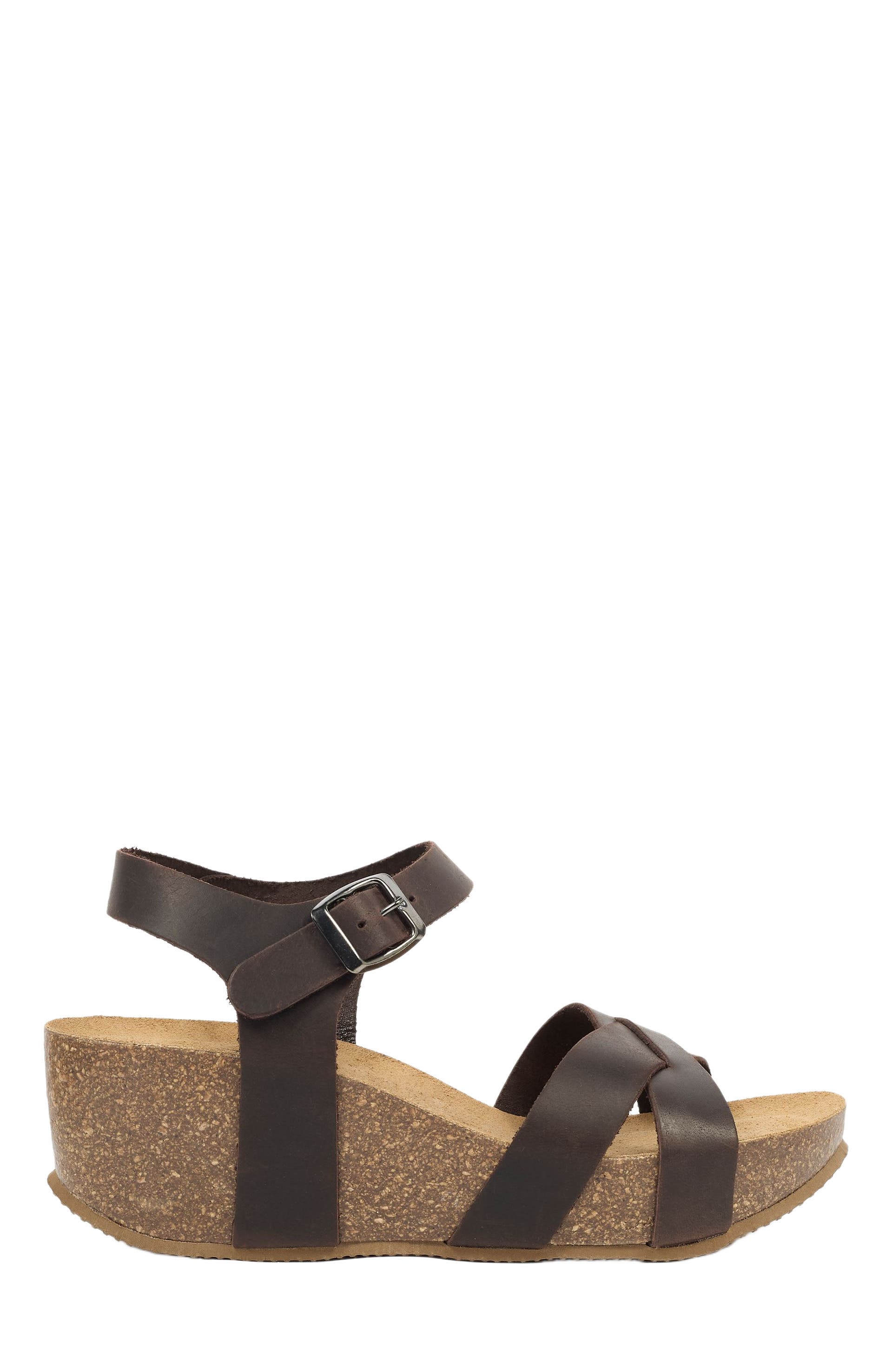 Celtic & Co. Crossover Wedge Sandal, Alternate, color, Ebony