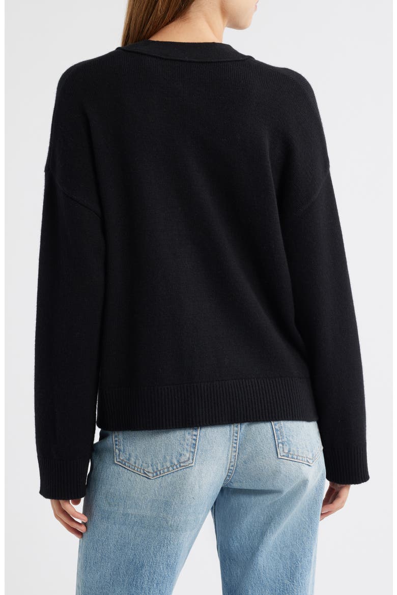 Lindi Cotton, Wool & Cashmere Cardigan, Alternate, color, BLACK